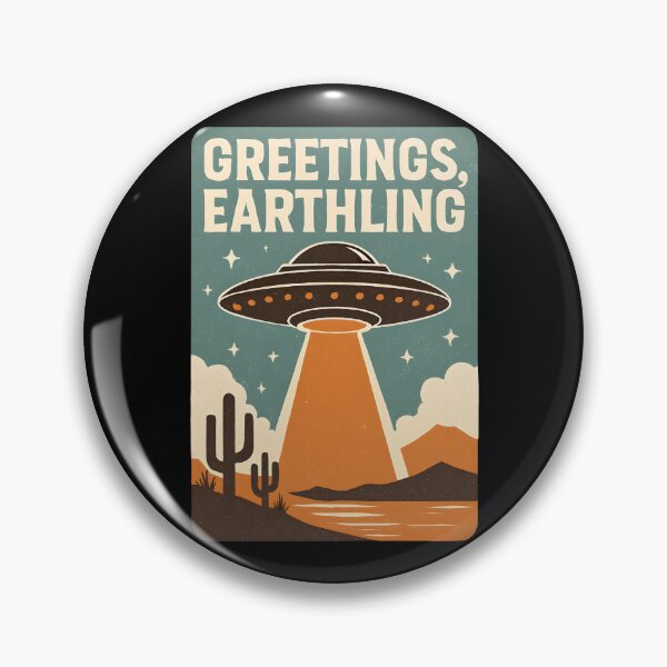 Item preview, Greetings Earthling Retro UFO Flying Saucer designed and sold by Photo-Sphere101.