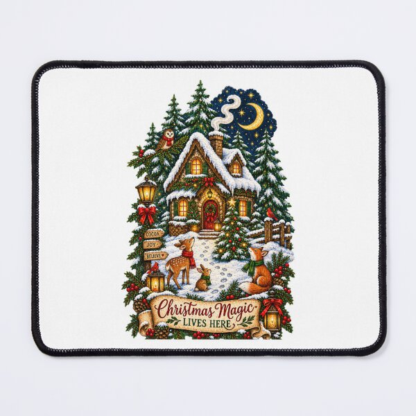 Item preview, Christmas Magic Lives Here | Cozy Woodland Cottage Christmas Design designed and sold by MrDev.