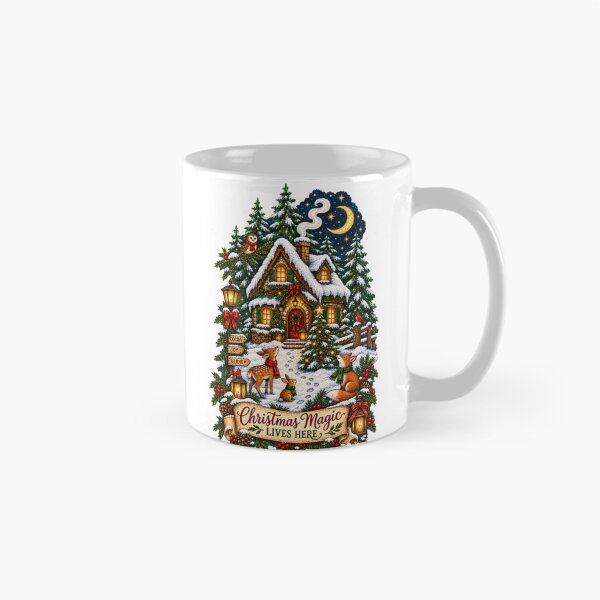 Item preview, Christmas Magic Lives Here | Cozy Woodland Cottage Christmas Design designed and sold by MrDev.