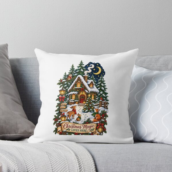 Item preview, Christmas Magic Lives Here | Cozy Woodland Cottage Christmas Design designed and sold by MrDev.