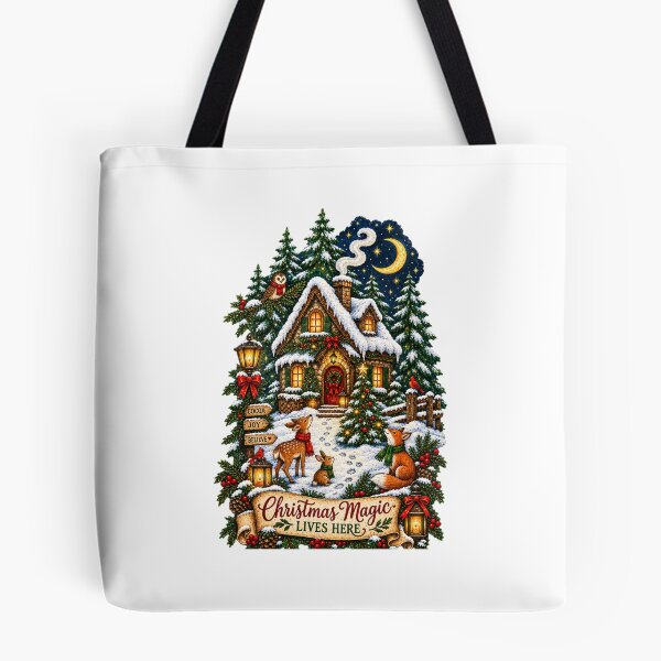Item preview, Christmas Magic Lives Here | Cozy Woodland Cottage Christmas Design designed and sold by MrDev.