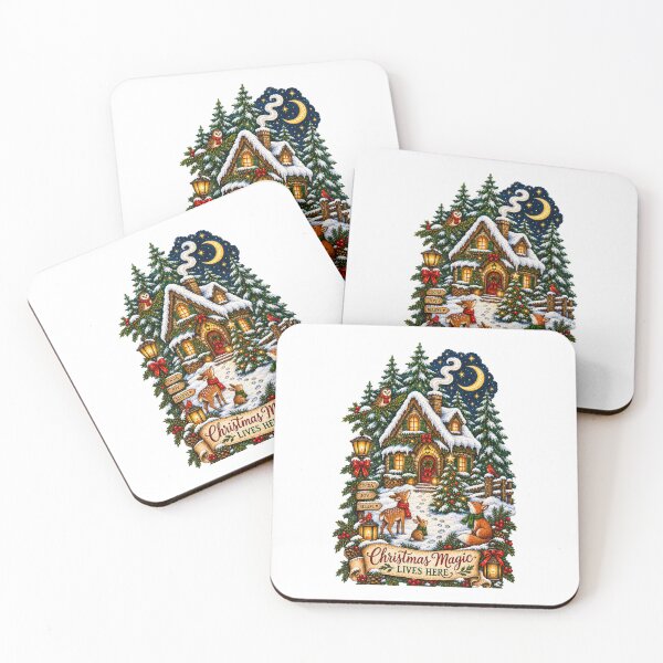 Item preview, Christmas Magic Lives Here | Cozy Woodland Cottage Christmas Design designed and sold by MrDev.
