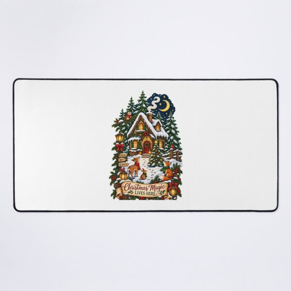 Item preview, Christmas Magic Lives Here | Cozy Woodland Cottage Christmas Design designed and sold by MrDev.