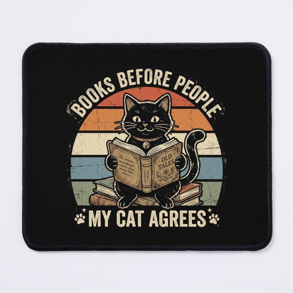 Item preview, Funny Book Lover Cat – Books Before People Vintage Reading Design designed and sold by TeeStyle.mr.