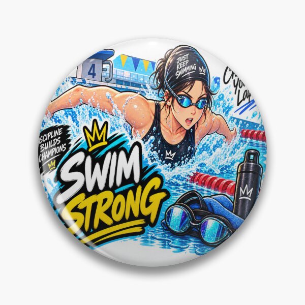 Item preview, Swim Strong Swimming Girl Sticker | Cute Swimmer Sports Motivation Sticker designed and sold by Genzfirevibes.