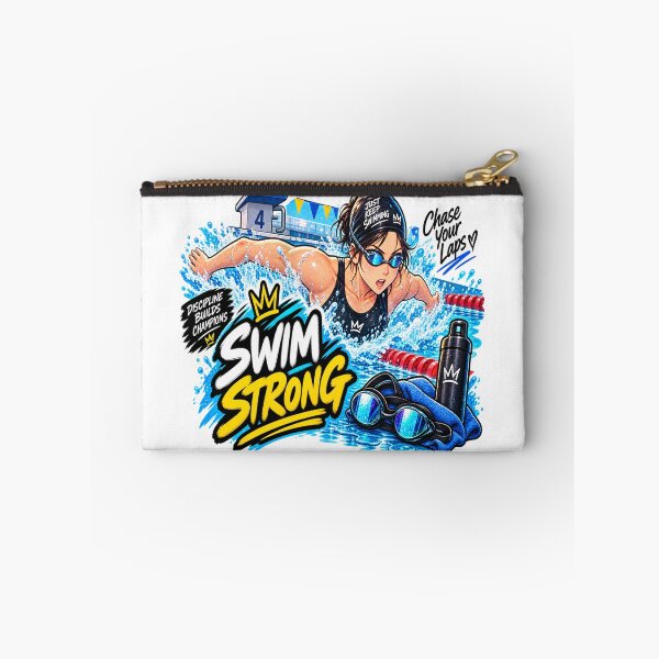 Item preview, Swim Strong Swimming Girl Sticker | Cute Swimmer Sports Motivation Sticker designed and sold by Genzfirevibes.
