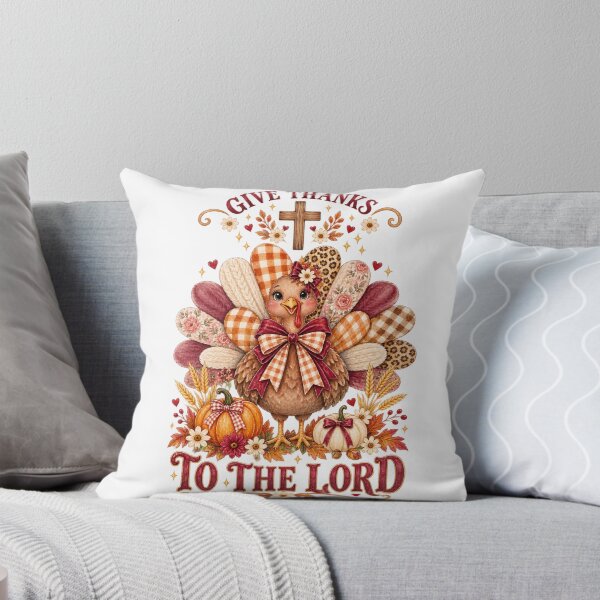 Item preview, Christian Turkey , Give Thanks to the Lord, Watercolor Thanksgiving Coquette Bow Design designed and sold by Pattranit56.