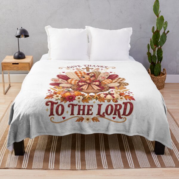 Item preview, Christian Turkey , Give Thanks to the Lord, Watercolor Thanksgiving Coquette Bow Design designed and sold by Pattranit56.