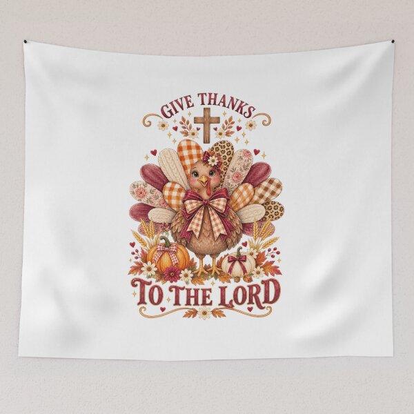 Item preview, Christian Turkey , Give Thanks to the Lord, Watercolor Thanksgiving Coquette Bow Design designed and sold by Pattranit56.