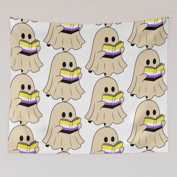 Item preview, Non Binary Halloween Ghost Reading Book designed and sold by Cannaxes Studio.