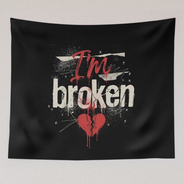 Item preview, I'm Broken Emo Saying Gift with Broken Heart Design designed and sold by Say It With Ink.