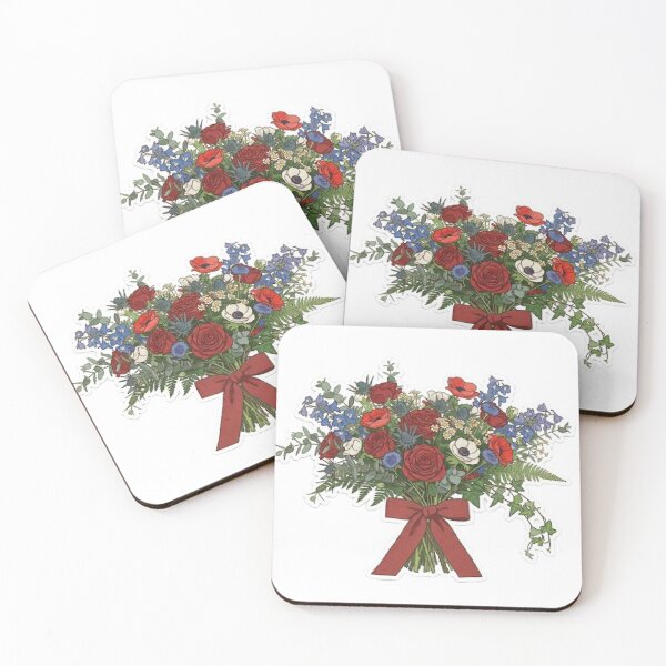 Item preview, Red Blue Rose Bouquet Vintage Aesthetic Floral Wall Art Romantic Cottagecore Botanical Print Elegant Retro Flower designed and sold by SamiraArts.