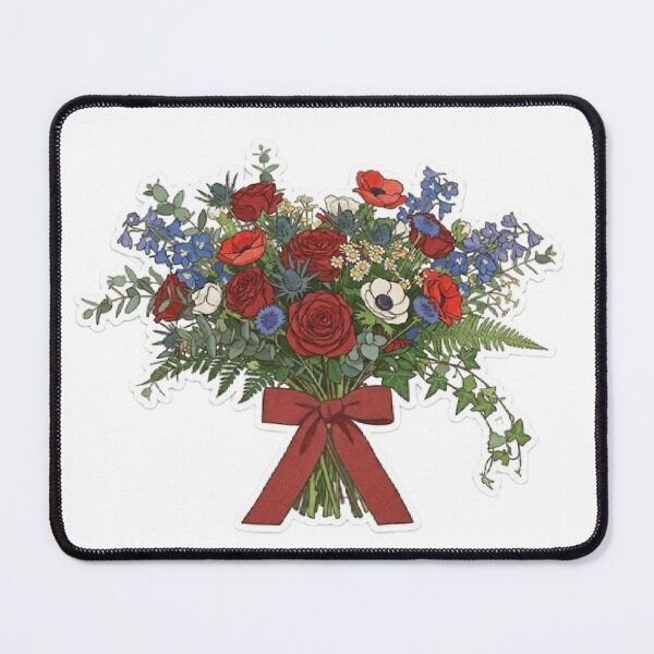Item preview, Red Blue Rose Bouquet Vintage Aesthetic Floral Wall Art Romantic Cottagecore Botanical Print Elegant Retro Flower designed and sold by SamiraArts.
