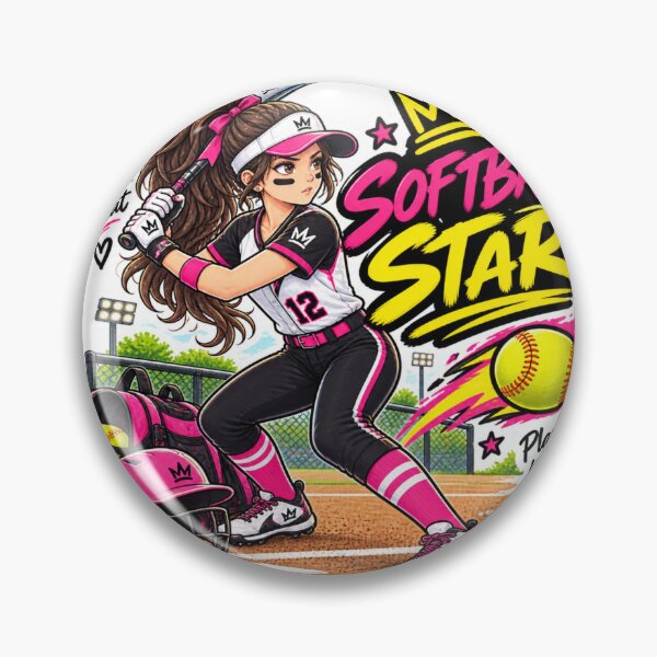 Item preview, Softball Star Girl Sticker | Cute Softball Player Sports Sticker designed and sold by Genzfirevibes.