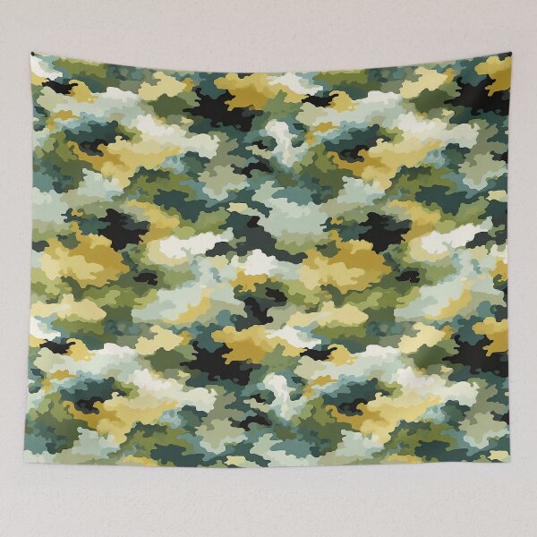 Item preview, Multicolor Camo Pattern Green Mustard and Teal Camouflage designed and sold by Nine Lives Studio.