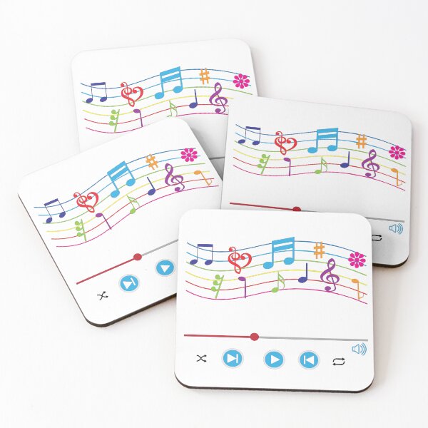 Item preview, Music notes, music player, colourful music symbols on waves designed and sold by Lennylindesigns.