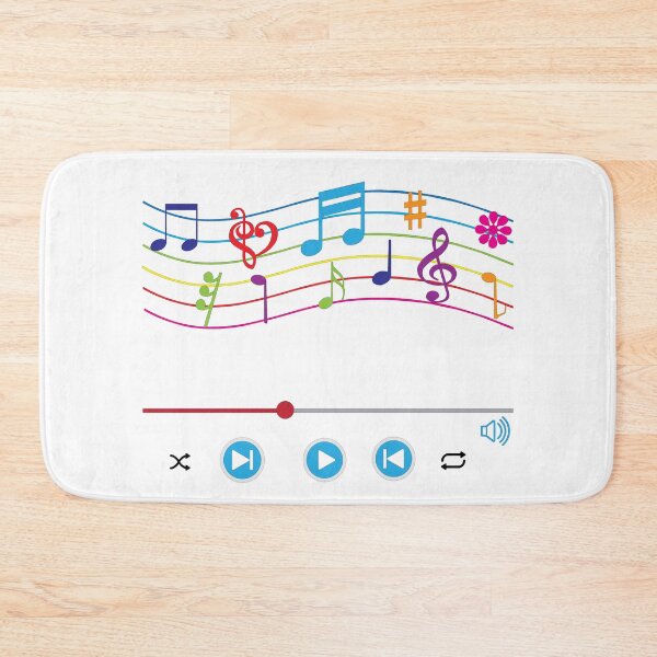 Item preview, Music notes, music player, colourful music symbols on waves designed and sold by Lennylindesigns.