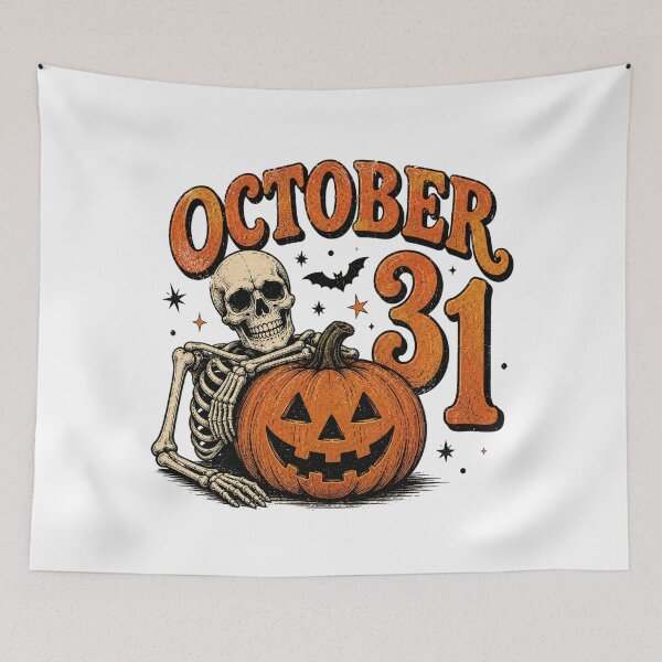 Item preview, Vintage Halloween Skeleton and Pumpkin designed and sold by Side Quest Co..