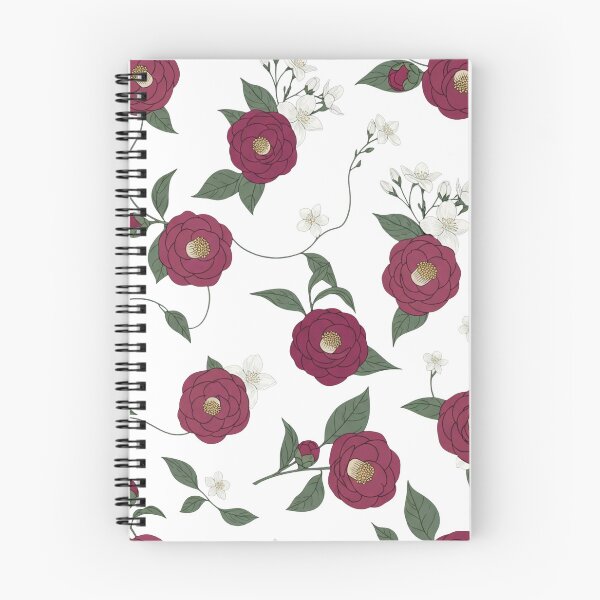 Item preview, Victorian Burgundy Camellia and White Jasmine Pattern - Dark Floral Art designed and sold by Dzblack.