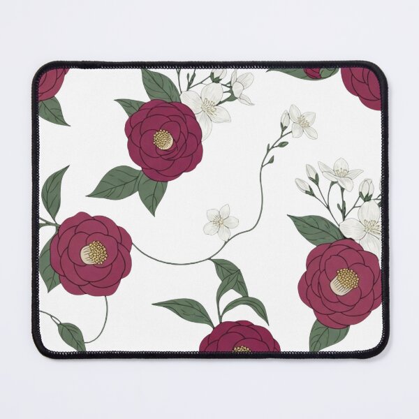 Item preview, Victorian Burgundy Camellia and White Jasmine Pattern - Dark Floral Art designed and sold by Dzblack.