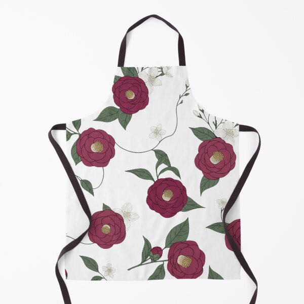Item preview, Victorian Burgundy Camellia and White Jasmine Pattern - Dark Floral Art designed and sold by Dzblack.