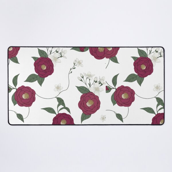 Item preview, Victorian Burgundy Camellia and White Jasmine Pattern - Dark Floral Art designed and sold by Dzblack.