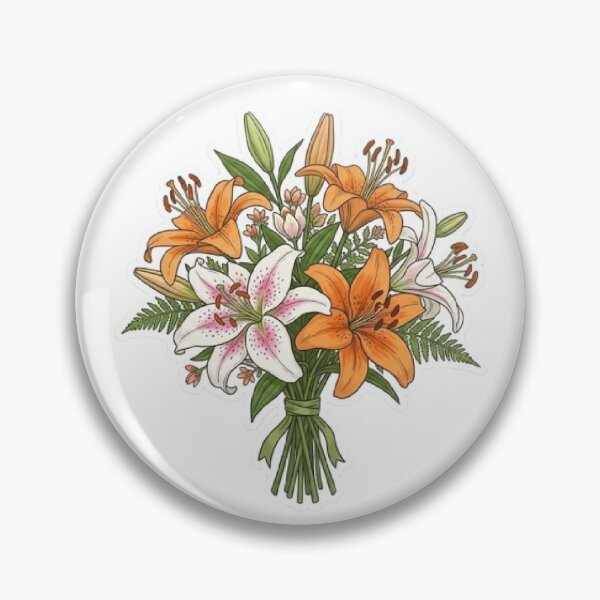 Item preview, Pink Orange Lily Bouquet Vintage Floral Aesthetic Botanical Flower Wall Art Romantic Cottagecore Elegant Retro Bloom Bouquet designed and sold by SamiraArts.