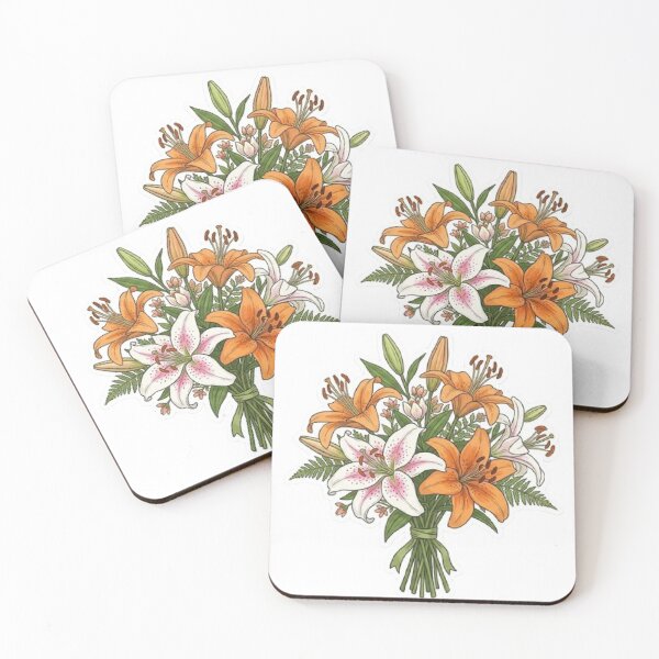 Item preview, Pink Orange Lily Bouquet Vintage Floral Aesthetic Botanical Flower Wall Art Romantic Cottagecore Elegant Retro Bloom Bouquet designed and sold by SamiraArts.