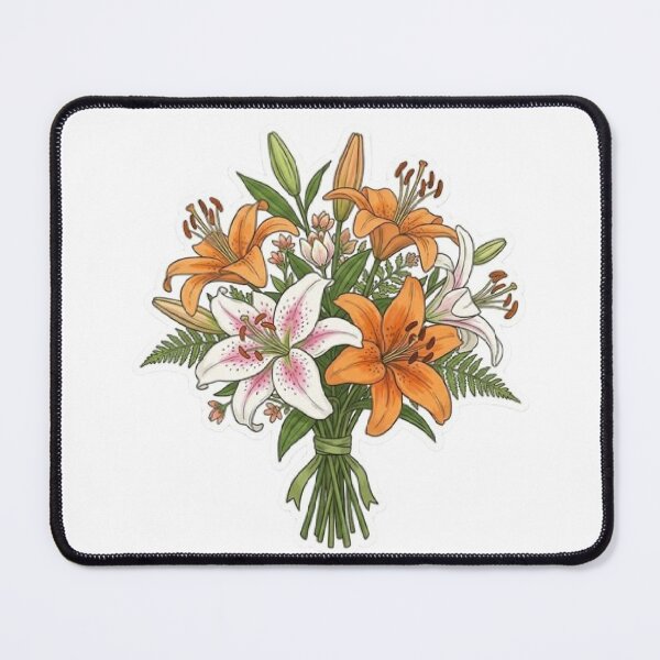 Item preview, Pink Orange Lily Bouquet Vintage Floral Aesthetic Botanical Flower Wall Art Romantic Cottagecore Elegant Retro Bloom Bouquet designed and sold by SamiraArts.