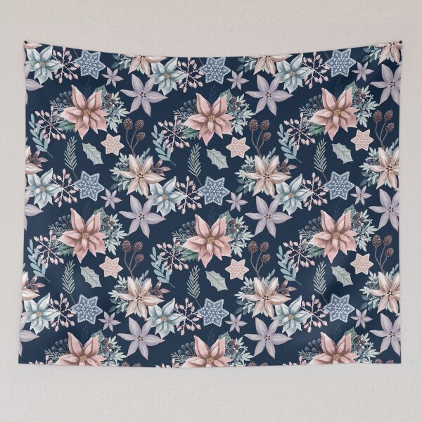 Item preview, Pink and Blue Poinsettia pattern designed and sold by Road Home Quilting.