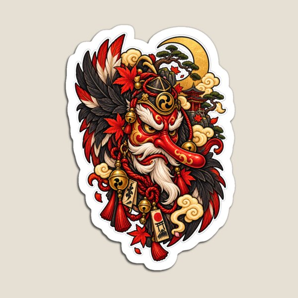 Item preview, Japanese Tengu Mask | Red Tengu Warrior Autumn Japanese Folklore designed and sold by MrDev.