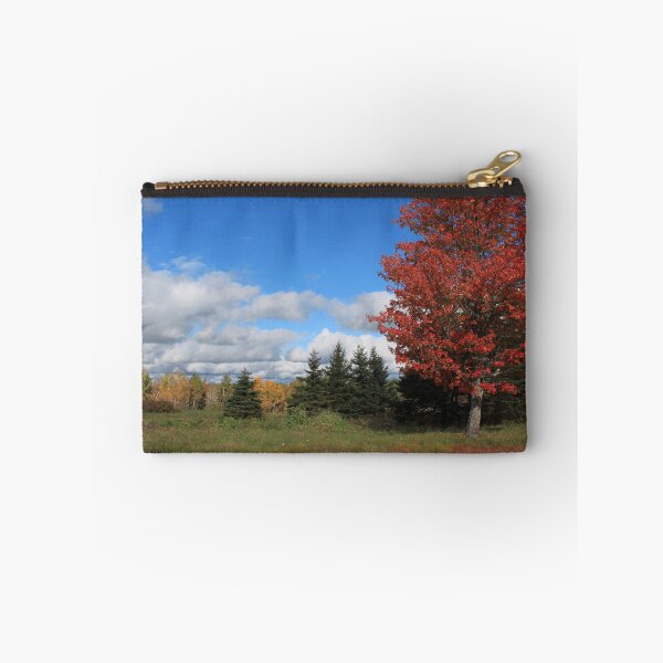 Item preview, Stunning fall red maple trees in the field, under the blue sky  designed and sold by naturematters.