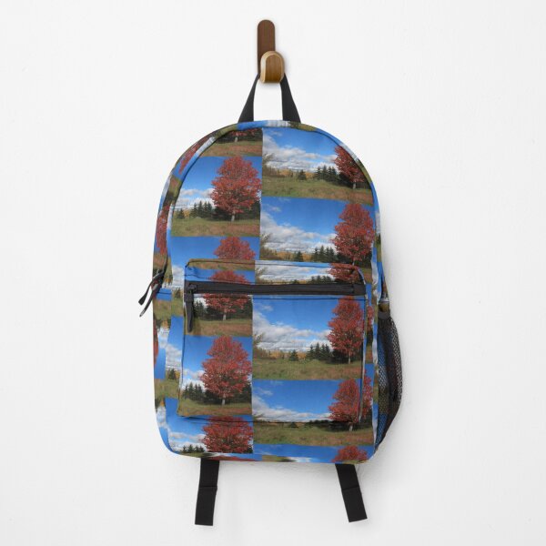 Item preview, Stunning fall red maple trees in the field, under the blue sky designed and sold by naturematters.