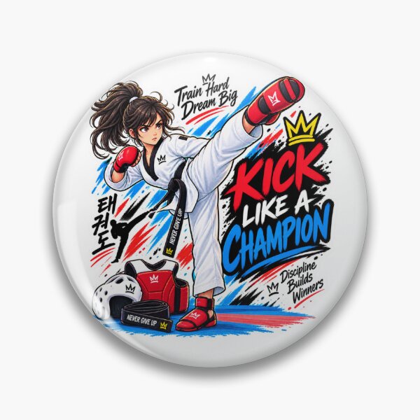 Item preview, Kick Like a Champion Martial Arts Girl Sticker | Taekwondo Fighter designed and sold by Genzfirevibes.