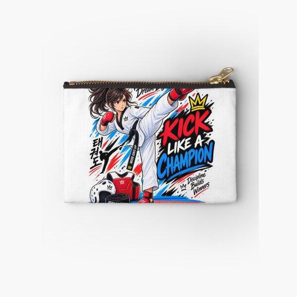 Item preview, Kick Like a Champion Martial Arts Girl Sticker | Taekwondo Fighter designed and sold by Genzfirevibes.