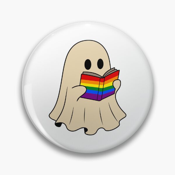 Item preview, LGBTQ Rainbow Halloween Ghost Reading Book designed and sold by Cannaxes Studio.