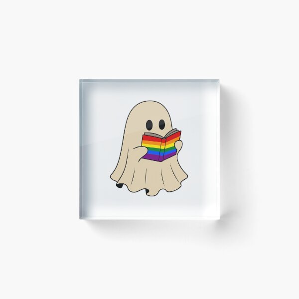 Item preview, LGBTQ Rainbow Halloween Ghost Reading Book designed and sold by Cannaxes Studio.
