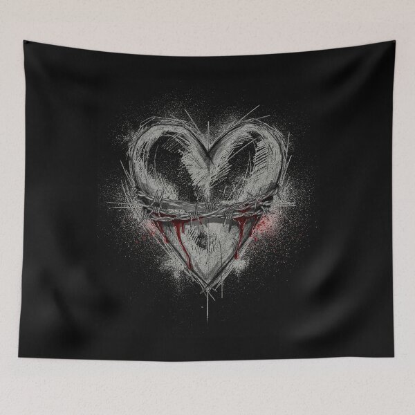 Item preview, Barbed Wire Heart Sketch Emo Aesthetic Gift designed and sold by Say It With Ink.