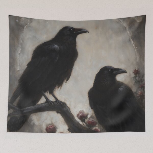 Item preview, Two Black Ravens Among Roses designed and sold by DarkHolyQueen.