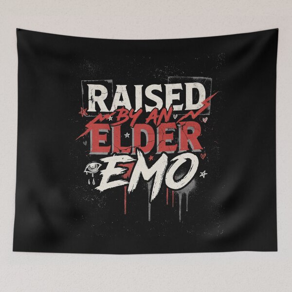 Item preview, Raised By An Elder Emo Gift for Scene Kids designed and sold by Say It With Ink.