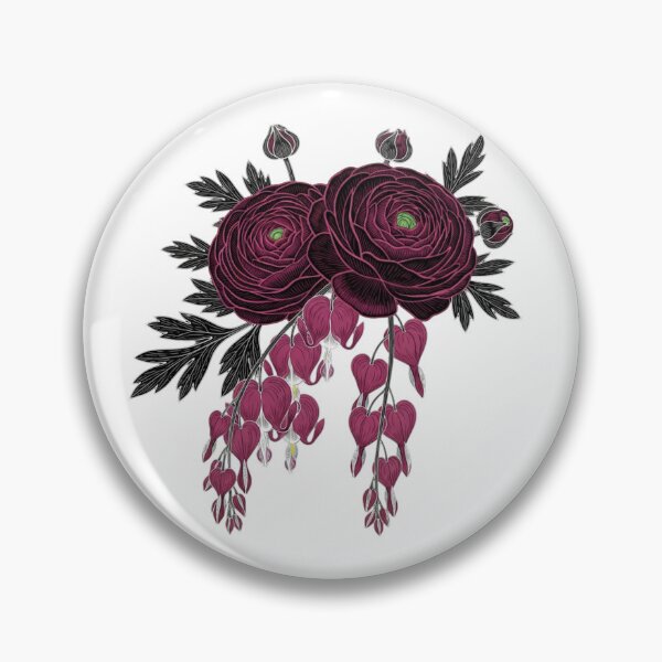 Item preview, Victorian Burgundy Ranunculus and Bleeding Hearts - Dark Botanical Art designed and sold by Dzblack.