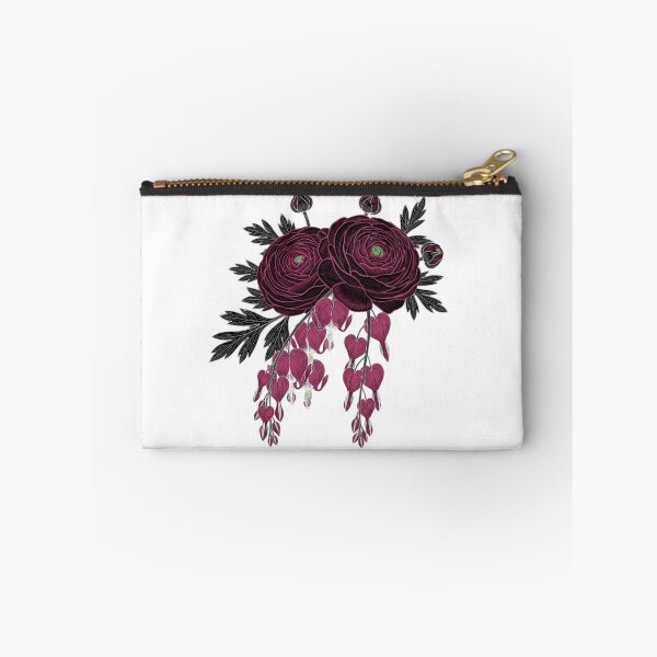 Item preview, Victorian Burgundy Ranunculus and Bleeding Hearts - Dark Botanical Art designed and sold by Dzblack.
