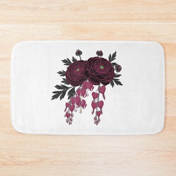 Item preview, Victorian Burgundy Ranunculus and Bleeding Hearts - Dark Botanical Art designed and sold by Dzblack.