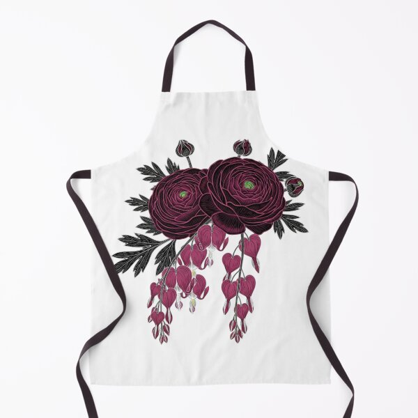 Item preview, Victorian Burgundy Ranunculus and Bleeding Hearts - Dark Botanical Art designed and sold by Dzblack.