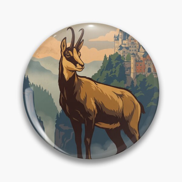 Item preview, Vintage Neuschwanstein Castle Travel Poster With Chamois designed and sold by ZUMERI.