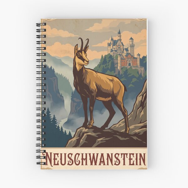 Item preview, Vintage Neuschwanstein Castle Travel Poster With Chamois designed and sold by ZUMERI.