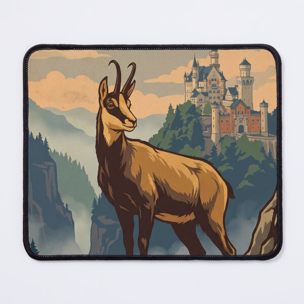 Item preview, Vintage Neuschwanstein Castle Travel Poster With Chamois designed and sold by ZUMERI.