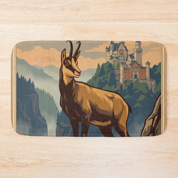 Item preview, Vintage Neuschwanstein Castle Travel Poster With Chamois designed and sold by ZUMERI.