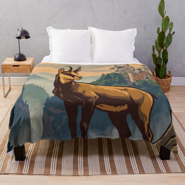 Item preview, Vintage Neuschwanstein Castle Travel Poster With Chamois designed and sold by ZUMERI.