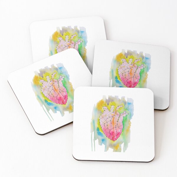 Item preview, Watercolor Anatomical Heart Geometric Line Art Illustration designed and sold by IRORA..